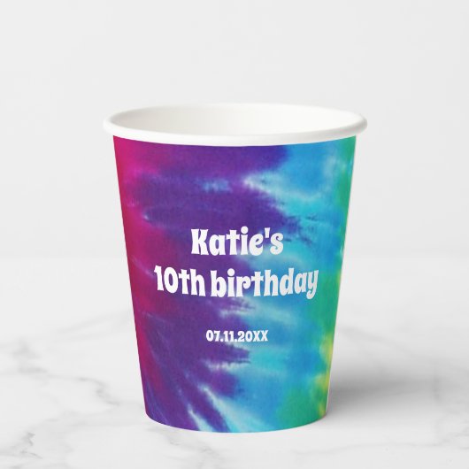 Groovy Tie Dye Hippie Party Papieren Bekers (Achterkant)