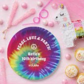 Groovy Tie Dye Hippie Party Papieren Bordje (Feest)