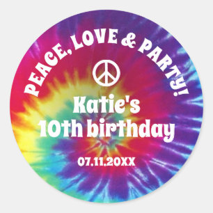 Groovy Tie Dye Hippie Party Ronde Sticker