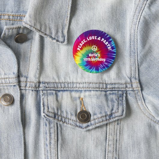 Groovy Tie Dye Hippie Ronde Button 5,7 Cm (In situ)