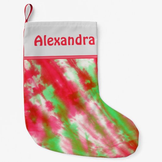 Groovy Tie Dye Monogram Naam Leuke Kerstvakantie Kleine Kerstsok (Voorkant)