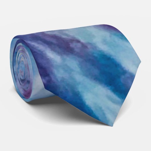 Groovy Tie Dye Pattern / Blue Paars & Magenta STRO Stropdas (Opgerold)