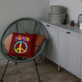 Groovy Tie Dye Peace Sign Kussen