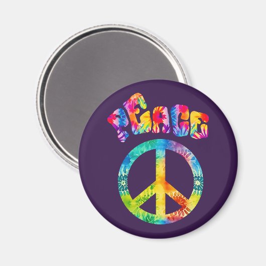 Groovy Tie Dye Peace Sign Magneet (Voorkant / Achterkant)