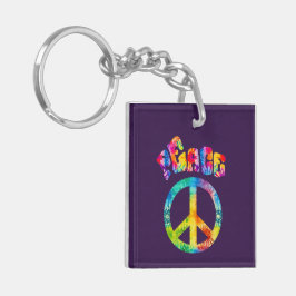 Groovy Tie Dye Peace Sign Sleutelhanger