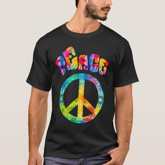 Groovy Tie Dye Peace Sign T-shirt (Voorkant)