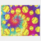 Groovy Tie Dye Softball Throw Blanket Fleece Deken (Voorkant (Horizontaal))