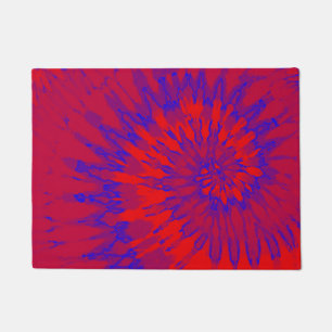 Groovy Tie Dye Spiraal Rood en Blauw Deurmat