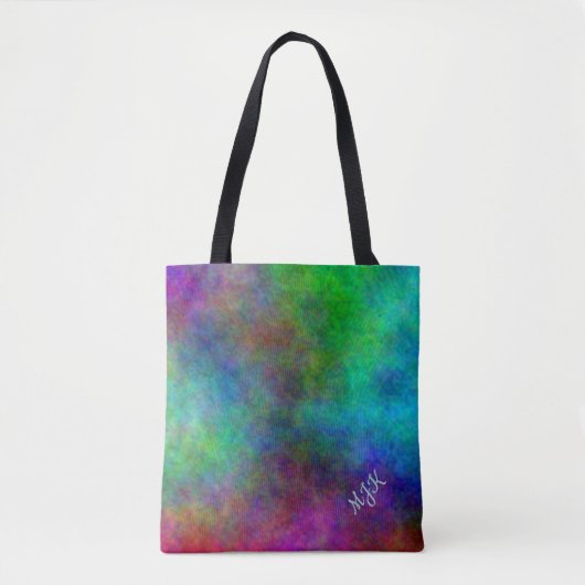 Groovy Tie Dye Style Monogram Tote Bag (Voorkant)