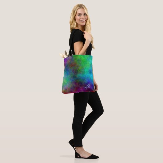 Groovy Tie Dye Style Monogram Tote Bag (Op model)