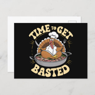 Groovy tijd om besneld Schattige Turkije Thanksgiv Briefkaart