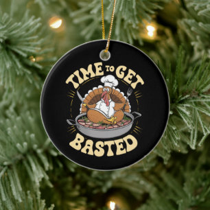 Groovy tijd om besneld Schattige Turkije Thanksgiv Keramisch Ornament
