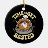 Groovy tijd om besneld Schattige Turkije Thanksgiv Keramisch Ornament (Voorkant)