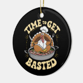 Groovy tijd om besneld Schattige Turkije Thanksgiv Keramisch Ornament (Links)