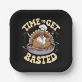 Groovy tijd om besneld Schattige Turkije Thanksgiv Papieren Bordje (Voorkant)