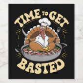 Groovy tijd om besneld Schattige Turkije Thanksgiv Wijn Etiket (Enkel label)