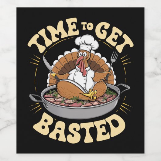 Groovy tijd om besneld Schattige Turkije Thanksgiv Wijn Etiket (Enkel label)