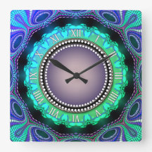 Groovy Time Aqua Green Paarse Wall Clock