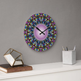 Groovy Time Mushrooms Neon Mandala Grote Klok