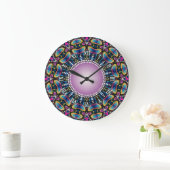 Groovy Time Mushrooms Neon Mandala Grote Klok (Huis)