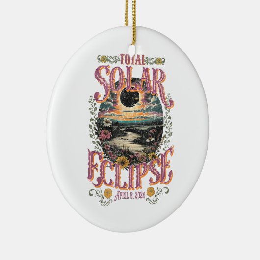Groovy totale zonsverduistering april 8 2024 sterr keramisch ornament (Rechts)