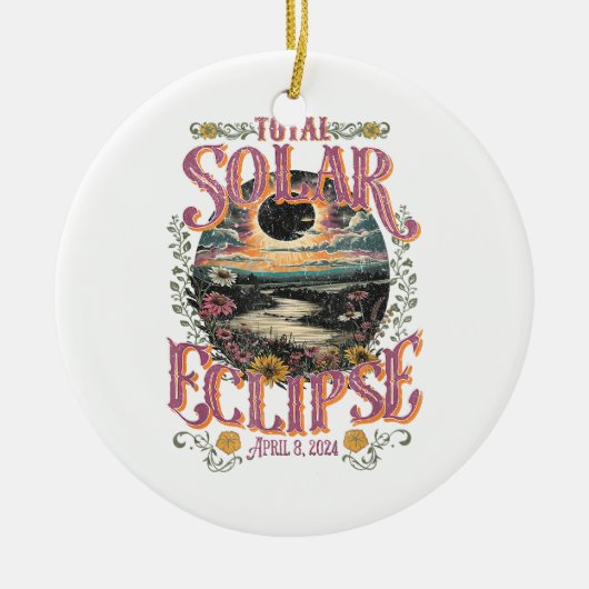 Groovy totale zonsverduistering april 8 2024 sterr keramisch ornament (Voorkant)