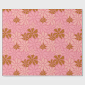 Groovy Trendy Retro Bloemen Terracotta Roze Patroo Cadeaupapier (Vlak)