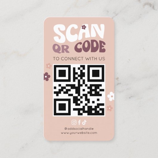 Groovy Trendy Social Media Scannable QR-code Visitekaartje (Achterkant)