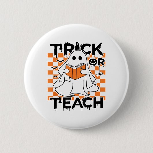 Groovy Trick of Teach Ghost Teacher Halloween Ronde Button 5,7 Cm (Voorkant)