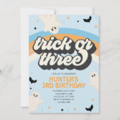 Groovy Trick of Three Boy 3rd Birthday Halloween Kaart (Voorkant)