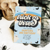 Groovy Trick of Three Boy 3rd Birthday Halloween Kaart