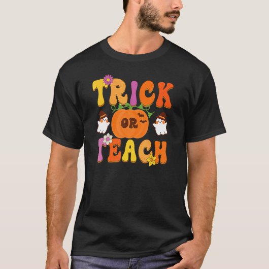 Groovy Trick Or Teach  Teacher Halloween Costume T-shirt (Voorkant)
