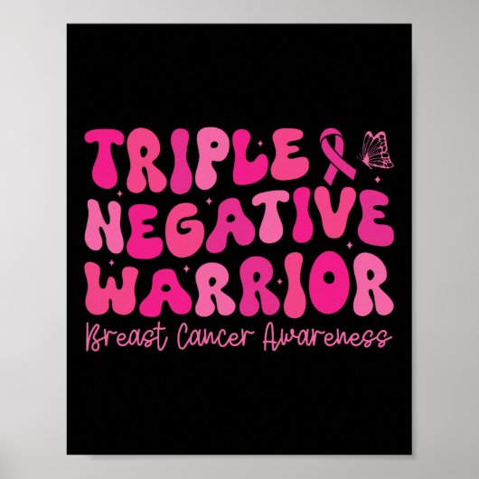 Groovy Triple Negatieve Krijger Borstkanker Bewust Poster (Voorkant)