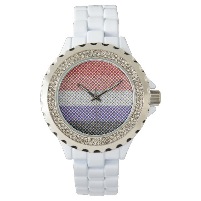 Groovy Trippy Abstract Cupioromantische Pride Vlag Horloge (Voorkant)