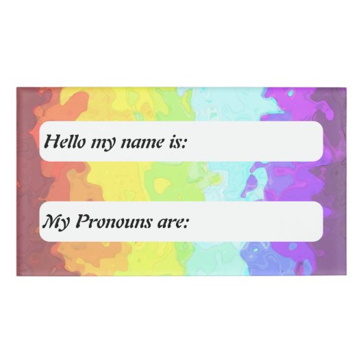 Groovy Trippy Boho Aanpasbare Neurogender Pride Naambadge (Voorkant)