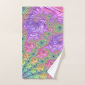 Groovy Trippy Boho Jewel Tone Regenboog Fractal Bad Handdoek (Handdoek)