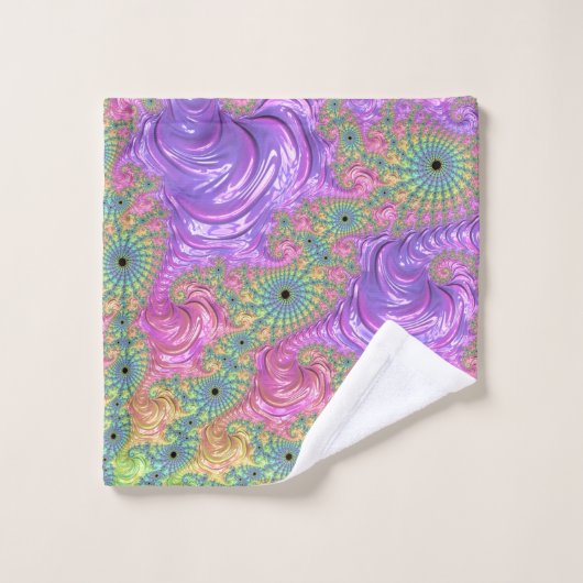 Groovy Trippy Boho Jewel Tone Regenboog Fractal Bad Handdoek (Wasdoekje)