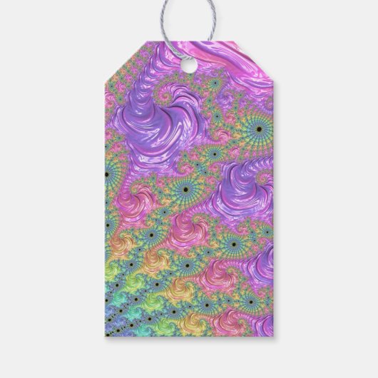 Groovy Trippy Boho Jewel Tone Regenboog Fractal Cadeaulabel (Voorkant)