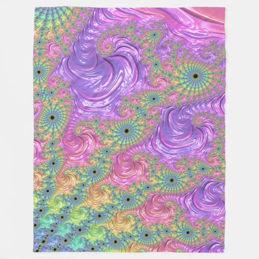 Groovy Trippy Boho Jewel Tone Regenboog Fractal Fleece Deken (Voorkant)