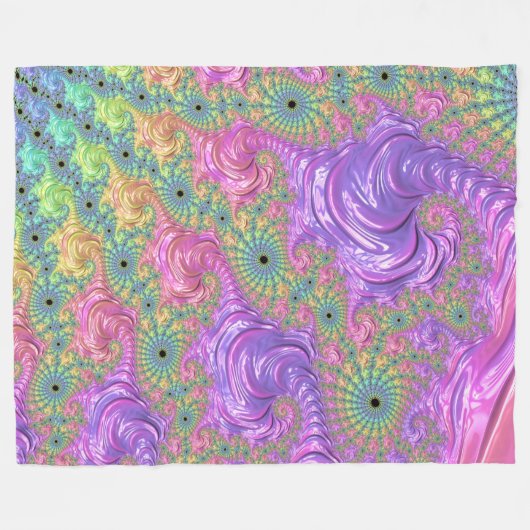Groovy Trippy Boho Jewel Tone Regenboog Fractal Fleece Deken (Voorkant (Horizontaal))