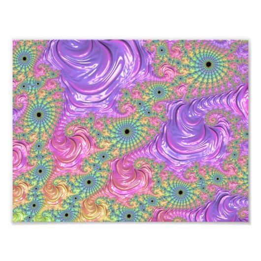 Groovy Trippy Boho Jewel Tone Regenboog Fractal Foto Afdruk (Voorkant)