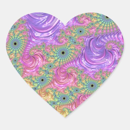Groovy Trippy Boho Jewel Tone Regenboog Fractal Hart Sticker (Voorkant)