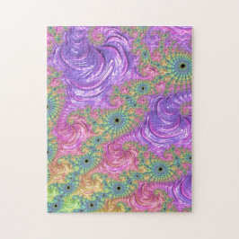 Groovy Trippy Boho Jewel Tone Regenboog Fractal Legpuzzel