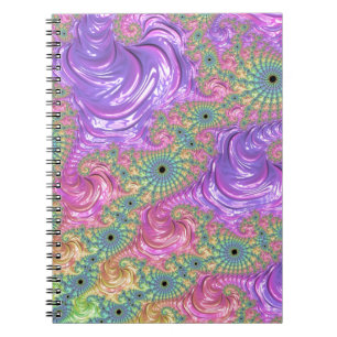 Groovy Trippy Boho Jewel Tone Regenboog Fractal Notitieboek