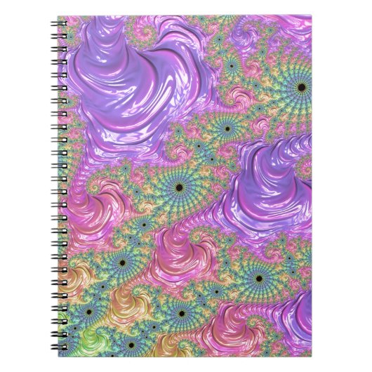 Groovy Trippy Boho Jewel Tone Regenboog Fractal Notitieboek (Voorkant)