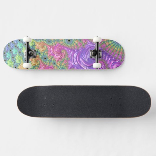 Groovy Trippy Boho Jewel Tone Regenboog Fractal Persoonlijk Skateboard (Horizontaal)