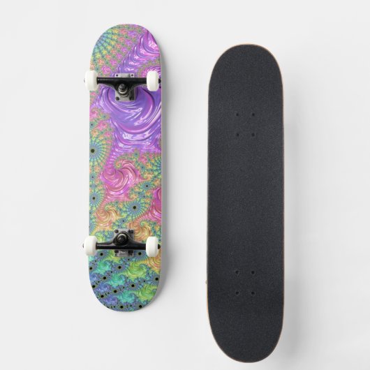 Groovy Trippy Boho Jewel Tone Regenboog Fractal Persoonlijk Skateboard (Voorkant)