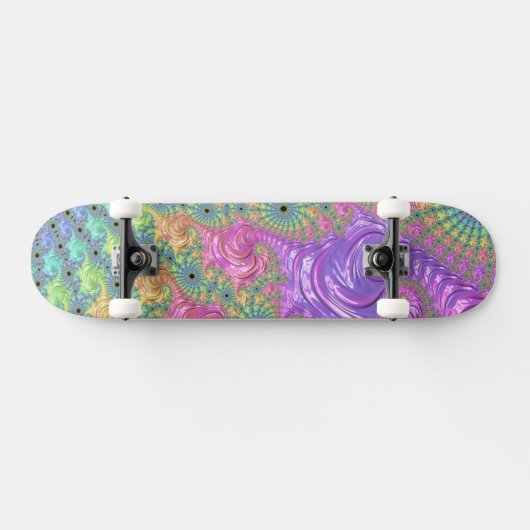 Groovy Trippy Boho Jewel Tone Regenboog Fractal Persoonlijk Skateboard (Horizontaal)
