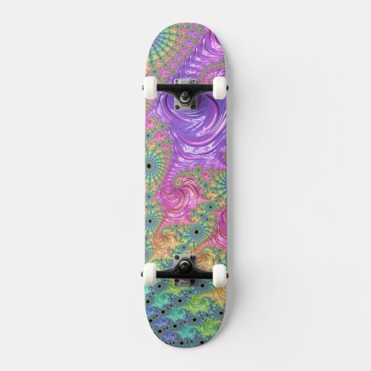 Groovy Trippy Boho Jewel Tone Regenboog Fractal Persoonlijk Skateboard (Voorkant)