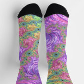 Groovy Trippy Boho Jewel Tone Regenboog Fractal Sokken (Top)